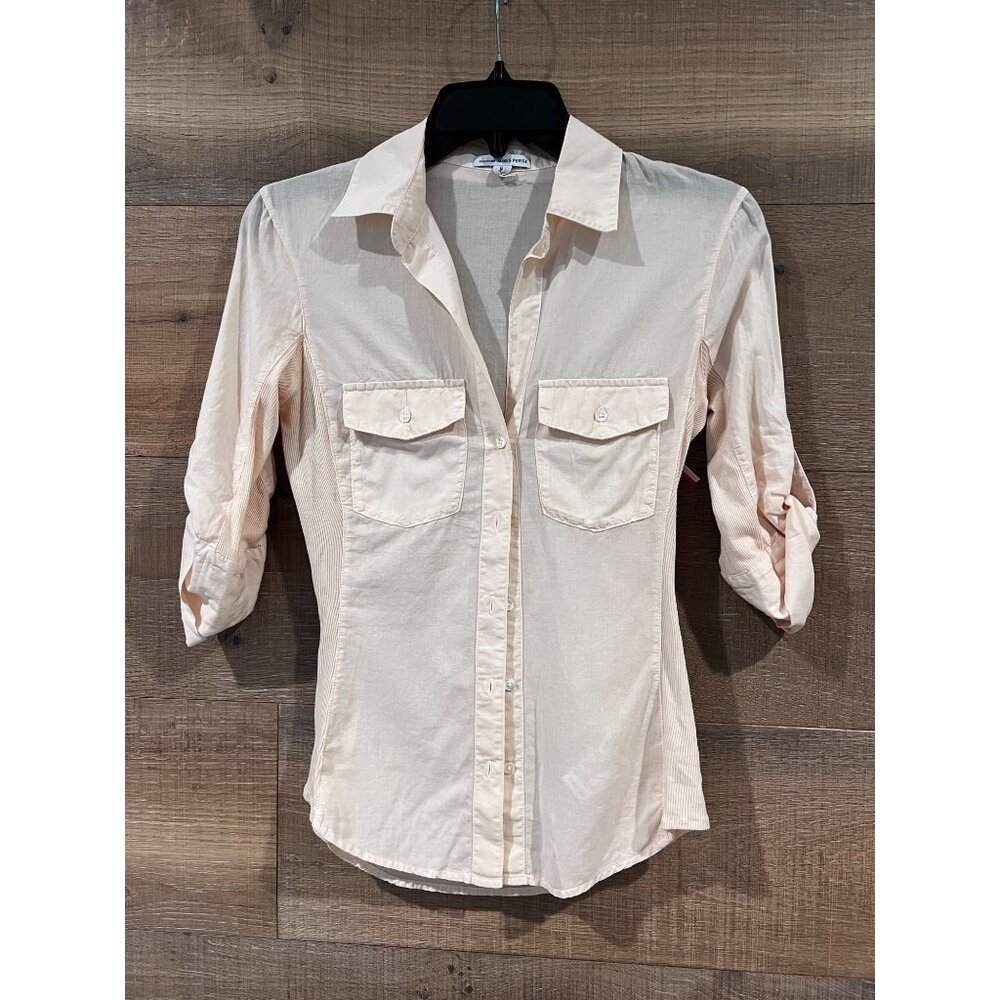 JAMES PERSE Ribbed Side Panel 3/4 Sleeves cream shirt size 1/ S
